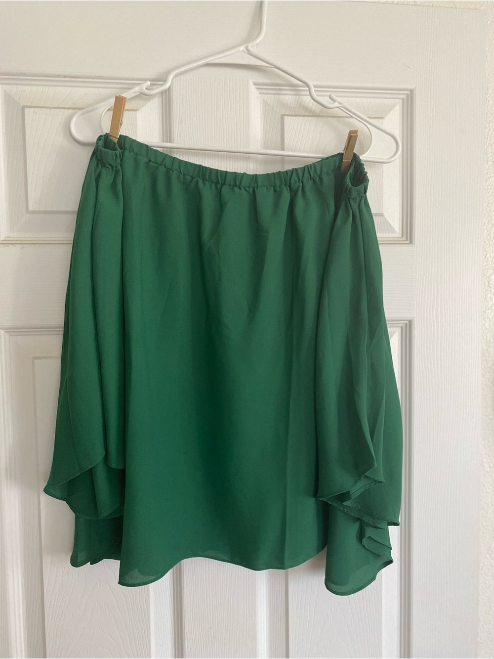 Flowing Emerald off the shoulder top